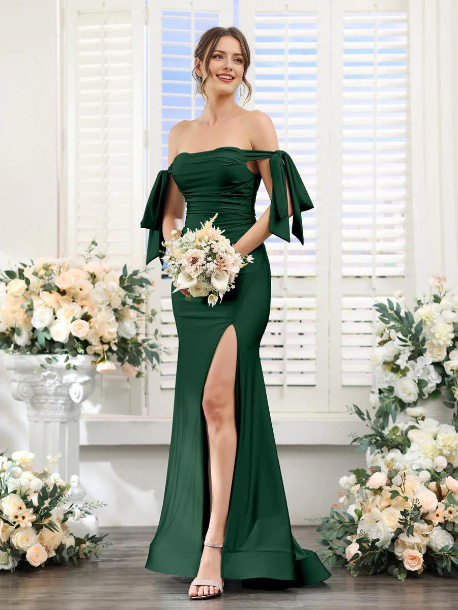 Vestido formal de corte A sin mangas con abertura para cóctel, fiesta de graduación, vestido largo para invitada de boda con espalda abierta
